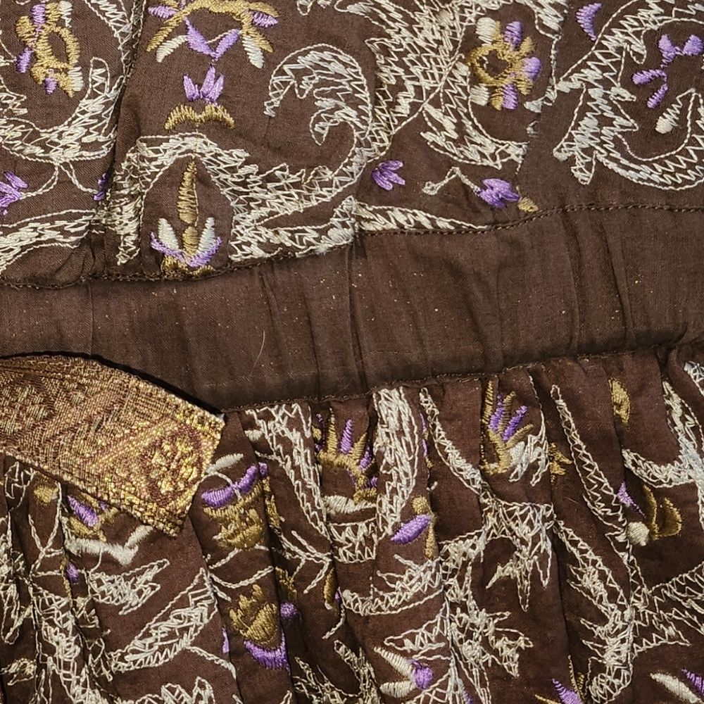 Plenty by Tracy Reese Brown Silk Lined Embroidered Babydoll Mini Dress. Sz. 4 - Picture 5 of 10
